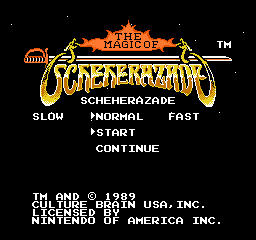 Magic of Scheherazade Title Screen